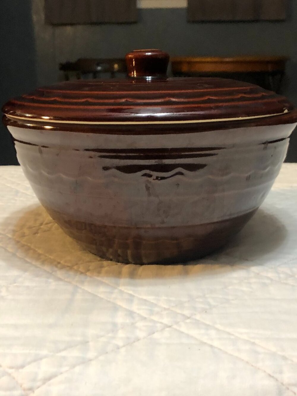 Vintage Marcrest Daisy Dot Pattern Casserole Pot with Lid 8.5”
